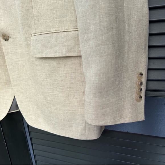 Jos. A. Bank Men’s Linen and Wool Blend Tan Sport Coat Blazer, Size 46R - Picture 6 of 16